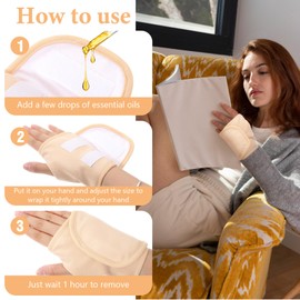 2 PCS Castor Oil Pack Wrap, Castor Oil Pack Wrap for Hands Reusable Organic Hand Pads, Self-Adhesive Adjustable Hand Wraps Comfort Fit (1 Pair Khaki)