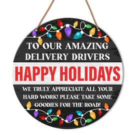 Thank You Delivery Driver Sign Take Snack, Delivery Driver Snack Sign for Home Front Door Porch Xmas Holiday Christmas Wooden Wall Sign