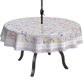 uwdfnwuif Flowers Outdoor Tablecloth with Umbrella Hole 60" x 60" Waterproof Zipper Table Cloth for Patio Table - Ideal Tablecloths for Picnics, Camping, and Yard Use