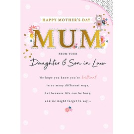Piccadilly Greetings Mother's Day Card, You Are Brilliant Mum from Daughter & Son In Law - 9 x 6 inches