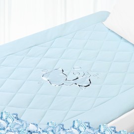 HOMTEC Cooling Mattress Pad California King Size Mattress Cover Waterproof Quilted Fitted Mattress Protector Extra Deep Pocket 18-22" Breathable & Soft for Hot Sleepers - Crystal Blue