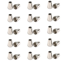 MiaLover Pack of 30 Metal End Caps Cord End Caps End Caps Cord Stopper for Cords Lanyard Clothing Backpack Sportwear Paracord 15 x 10 mm, silver