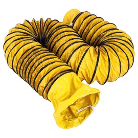 25FT Ducting Hose 8IN PVC Flexible Duct Hosing with Adjustable Rope S Hook & Steel Support for Utility Blower Exhaust Fan (8''x25ft)