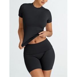 Trendy Queen Womens 2 Piece Workout Sets Short Matching Lounge Sets Summer Clothes Going Out Gym Outfits Black M