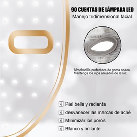 Máscara LED de 7 Colores, Terapia de Luz Roja Facial. Máscara Facial LED Terapia de Luz, Para uso Doméstico y en Salones de Belleza, Para la Reducción de Arrugas, Antienvejecimiento (Blanco)