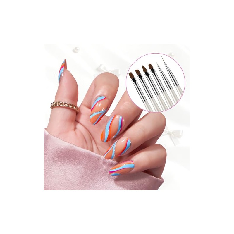 CHERIMOYA Kit 6 Pinceles Nail Art Perla Blanca