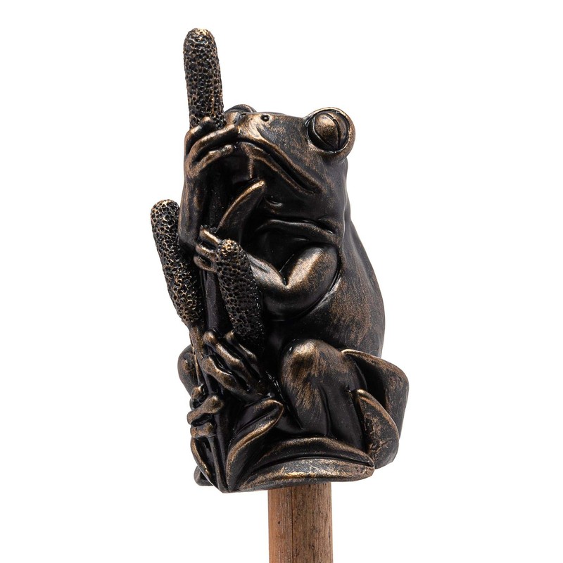 Cane Companions Frog On Bullrush Stake Topper - Handmade Flower