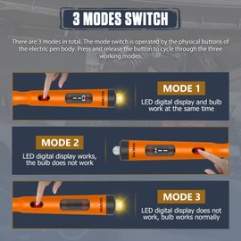 VKALTUL Car Voltage Tester P50, DC 6 V/12 V/24 V Digital Test Lamp Car with 3 Modes Voltage Measurement Detection of Positive Negative Direction Frequency Prediction for Car Circuit Repair