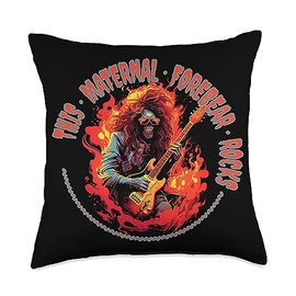 MATERNAL FOREBEAR Gifts This Maternal Forebear Rocks Funny Musician Throw Pillow, 18x18, Multicolor