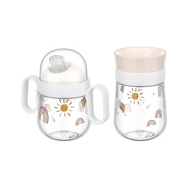 Mepal Mio Set - 360° | Baby Drinking Cups from 6 Months | Leak-Proof | Dishwasher Safe | Sunshine & Rainbows