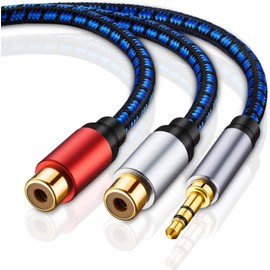 NC XQIN RCA to 3.5mm Adapter, 3.5mm Male to 2RCA Female Stereo Audio Y Cable Adapter Cable Gold Plated Compatible for Smartphones, MP3, Tablets, Home Theater, HDTV (RCA to 3.5mm Aux Cable -1ft)