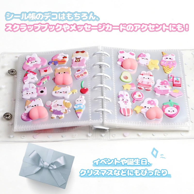 003 Squishy Stickers, Cute Squishy Characters 3D Marshmallow Fluffy Chewy
