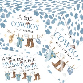 Pymurod Western Baby Shower Decorations-3pcs Western Cowboy Tablecloth,Disposable Plastic Little Cowboy Table Cover for Cowboys Western Themed Party Decorations Cowboy Birthday Party Decor