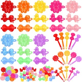 Janinka 72 Pcs Self-Hinge Plastic Hair Clips: 80s 90s Cartoon Colorful Cute Barrettes and Pins for Toddler Girls (Classic,Vibrant Color)