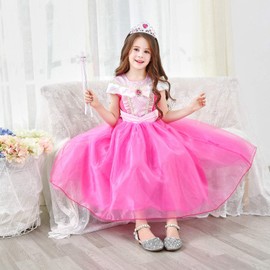 CREDIBLE UT5012 Children’s Princess Dress, Costume, Luxurious 8-Piece Set, Pink (Princess Dress, Gloves w/ Ribbon, Heart Tiara, Magic Wand, Necklace, Earrings, Ring); 3 ft 11.2 in (120 cm)
