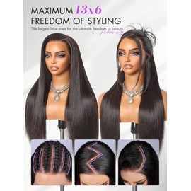 Pelucas de cabello humano con encaje frontal de 13 x 6 pulgadas, pelucas de cabello humano lacio de 30 pulgadas con encaje frontal para mujer, densida