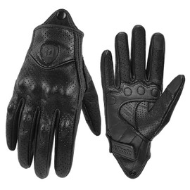 MOTOCENTRIC Goat Leather Motorcycle Gloves, Retro Men's Motorcycle Protection Gloves, CE Certified, Full Finger, Moped Gloves, for Motorcycling, Cycling, Biking, MTB