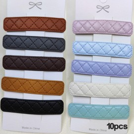 iRIIRIO 10pcs Large Colored Retangle Hair Snap Clips 3Inch Faux Leather Covered Hair Pins Squared Metal Hair Snap Clips Hair Accessories for Girls Women