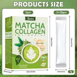 2 Sticks Organic Matcha Collagen Powder Organic Premium Matcha Without Additives Matcha with Hydrolysed Collagen