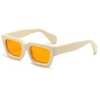 LJCZKA Vintage Thick Frame Rectangular Sunglasses Men Women Retro Sunglasses