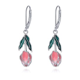 POPLYKE Tulip Earrings for Women 925 Sterling Silver Enamel Flower Leverback Earrings Jewelry Gift for Girls (tulip)