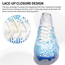 Football Cleats Men, Indoor Outdoor High Top Soccer Shoes Lightweight Shock Resistant Training Boots Breathable Professional Turf Shoes Sport Athletic Ground Football Boots FG Soccer Cleats for Men