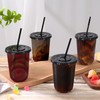 tchrules 100 Set 16oz Plastic Cups with Lids and Straws,