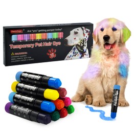 12 Colors Dog Hair Dye Pens - Non-Toxic & Washable Dog Hair Dye Chalk, Temporary Hair Color Painting Crayons for Dogs/Cats/Rabbit/Horses Grooming, Safe and Fun Grooming Accessory for Pet Styling