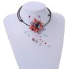 Avalaya Red Shell Flower with Multi Faux Pearl Bead Flex
