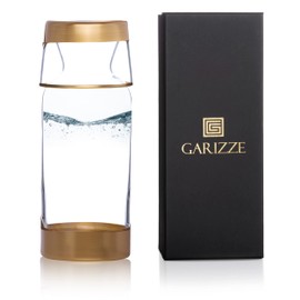 GARIZZE Bedside Water Carafe and Glass Set for Bedroom, Bedside Carafe and Glass Set, Mouthwash Decanter for Bathroom, Water Carafe with Glass Cup for Nightstand (24-oz/7-oz) (GOLD)