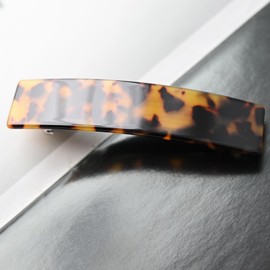 Prettyou Handmade Celluloid French Clip Design Tortoise Shell Oblong Luxury Fashion Accessories Hair Clip Claw for Women Barrettes (leopard)