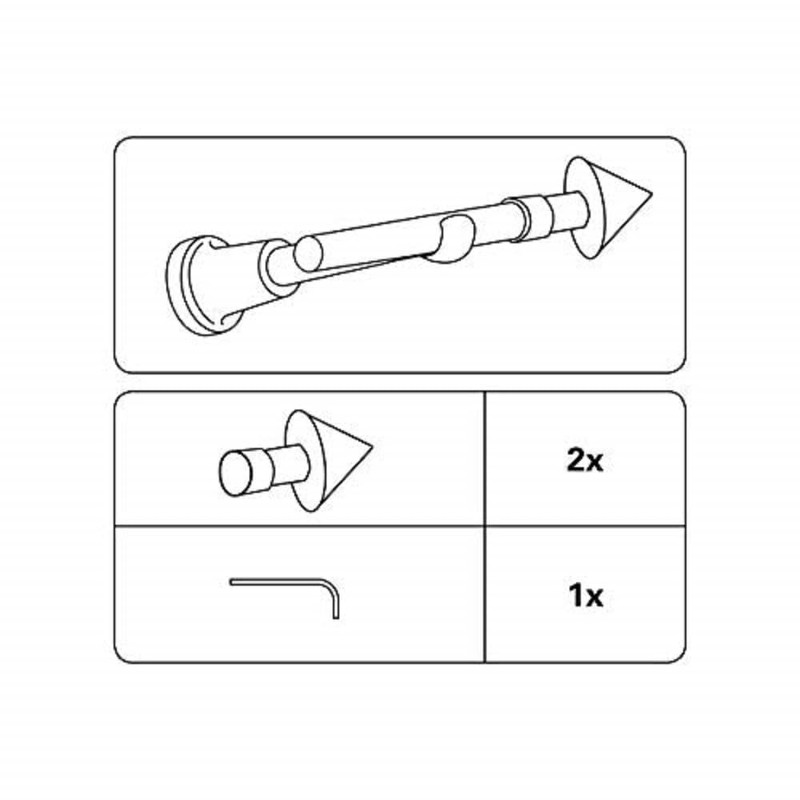 Gardinia Tip 2 x End Piece Metal Stainless Steel Look