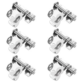 Pack of 6 Stainless Steel Door Bolt Sliding Lock, Door Slide Bolts Lockable, Stainless Steel Security Door Latch, Applicable for Cabinet Doors, Barn Doors, Sliding Doors, Special Door Locks (Silver)