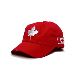 Canada Dad Hat Canadian Maple Leaf Cap Flag Embroidered Unisex Adult (Red)