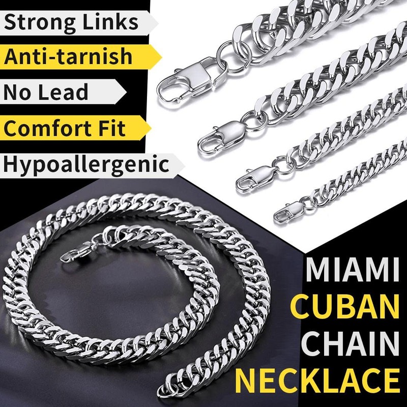 Mens Chain Necklace Cuban Chain Men Jewellery Stainless Steel Chain