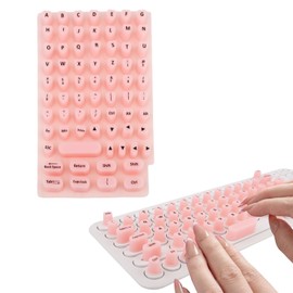 70pcs Cute Keyboard Stickers for Long Nails, Soft Silicone Raised Keyboard Cover with Letters Reusable Keypad Bubbles for Women Desktop Computer