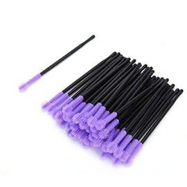 50 Unids/set Cepillos de rímel desechables Pincel de pestañas Pinceles de maquillaje Eye Lash Eyebrow Mascara Aplicador Herramienta de belleza(Púrpura)