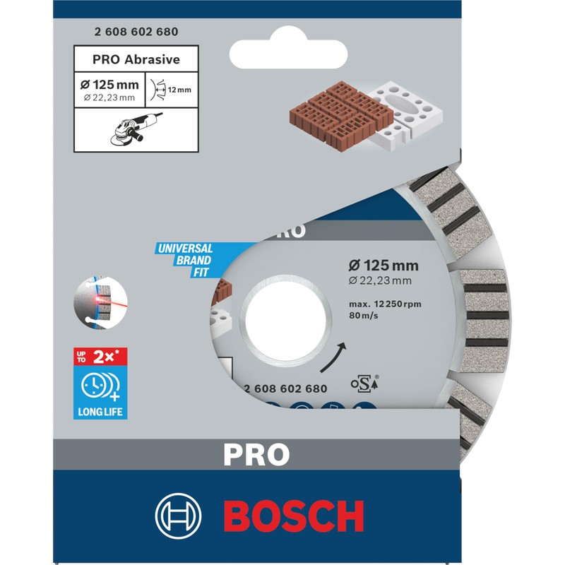 Bosch 2608602680 Diamond Cutting disc Best for Abrasive, Silver/Grey