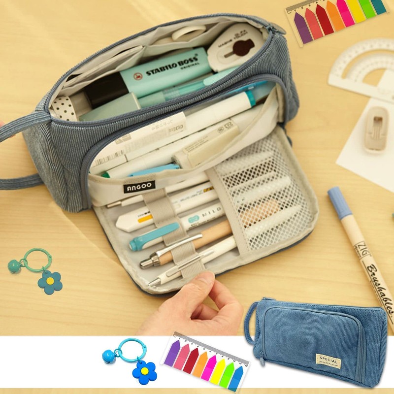 CQQNIU 1 Piece Blue Large Capacity Pen Case, Large Durable