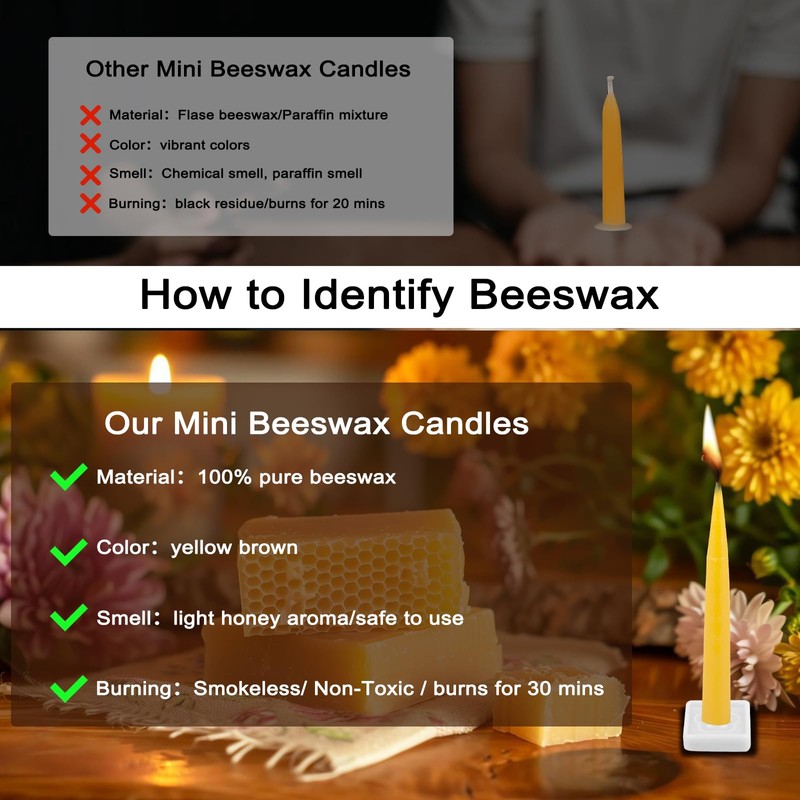 30 Minute Beeswax Meditation Candles 24Pcs, Prayer Gift for Relaxation
