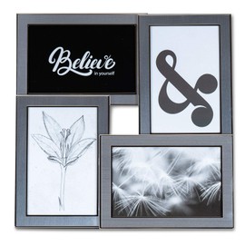 levandeo Fotoaufsteller 4 Fotos Silber Tischgalerie Fotorahmen Bilderrahmen Tischdeko Fotogalerie Glasscheiben Collage Galerie