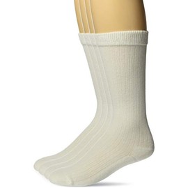 Carolina Ultimate Men's Non-Binding Dress Rib Cotton Crew Socks 4 Pair Pack, White, Large