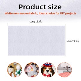 KAYEF White Non-Woven Fabric - High Quality Versatile Non-Woven Fabric, 75 cm x 5 m Size - Ideal for DIY Projects