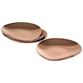 APS Pebbles 40794 Set of 4 Plates Stainless Steel PVD Coated 9 x 9 cm Height 1 cm Copper Look