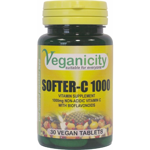 Veganicity Softer-C 1000 : Non-Acidic Vitamin C Supplement 1000mg :