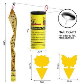 40x Atrapa Moscas Tiras Atrapamoscas y 20X Trampa para Moscas Amarillo, 60 Trampas para Moscas en Total, Mata Moscas Trampa Moscas Mosquitos Insectos Atrapa Mosquitos