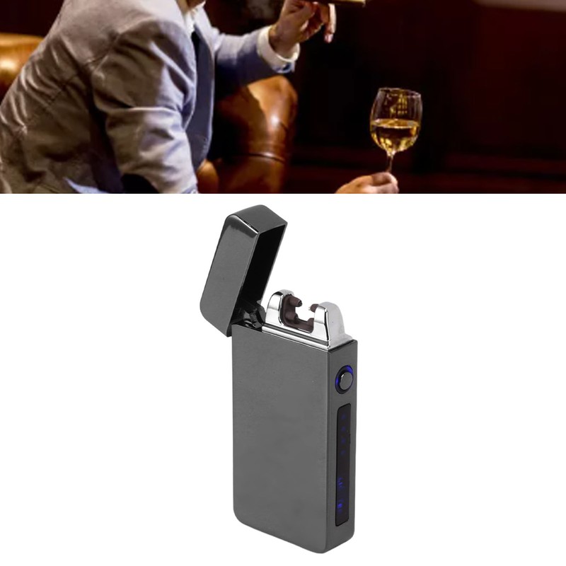 Electric Dual Arc Lighter Rechargeable Windproof Flameless 220mAh Aluminium Alloy