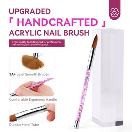 SAVILAND Set de Pinceles para Uñas de Acrílico - 4pcs Professional Acrylic Brush Set para la aplicación de polvo acrílico 3D Nail Carving, Nail Art Brushes with Liquid Glitter Handle Tamaño 4/6/10/14