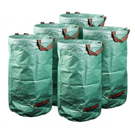 mgc24 Garden Sack 5 x 120 L Leaf Bags Garden Waste Bag Lawn Bag Stable Foldable Made of Robust Polypropylene Fabric 150 g/m²