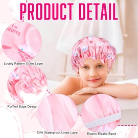 DOPENSPI 2 Stück Kinder Duschhaube, Doppellagige Wasserdichte Duschhaube, Elastische Shower Cap für Zuhause Hotel Reisen Geeignet für Frauen mit langen Haaren(Farbe A)